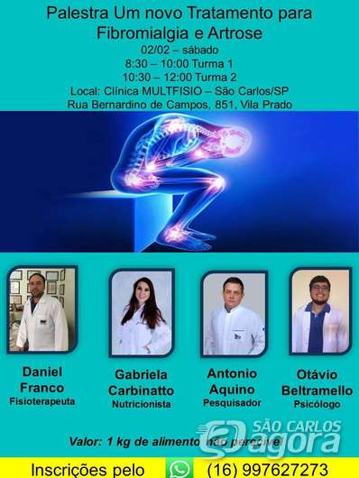 Palestra Solidária com o tema fibromialgia e artrose serão debatidas
