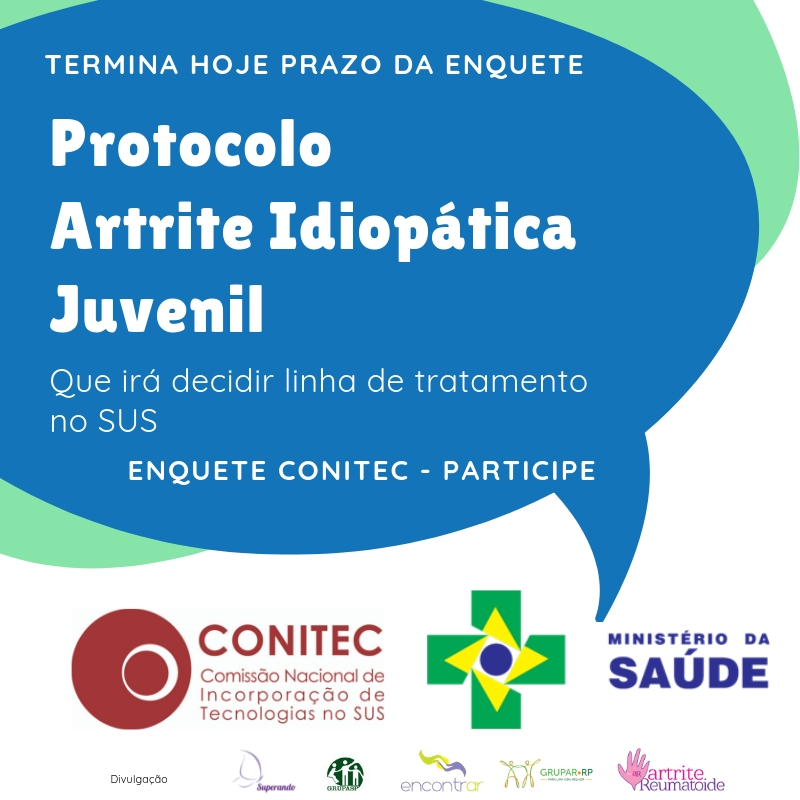 Termina hoje (12/03), o prazo para responder a enquete sobre o Protocolo Clínico e Diretrizes Terapêuticas para o tratamento de Artrite Idiopática Juvenil
