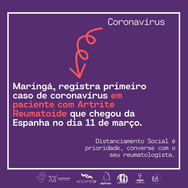 Primeiro caso de coronavírus em paciente com Artrite Reumatoide é diagnosticado em Maringá