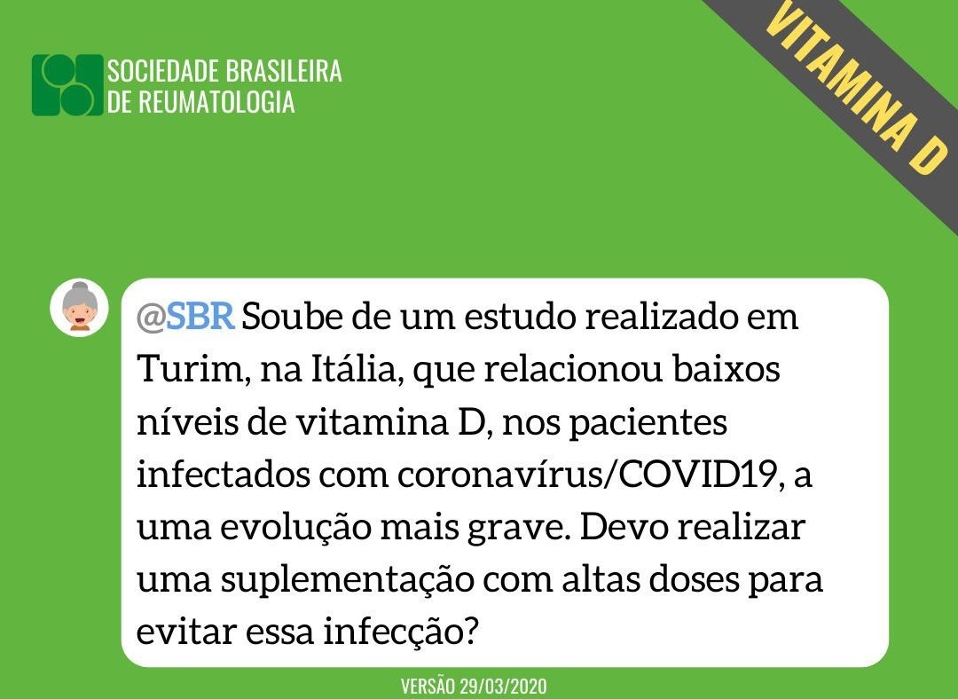 COVID-19: VITAMINA D ajuda a proteger contra COVID-19? Veja o que os especialistas da SBR têm a dizer