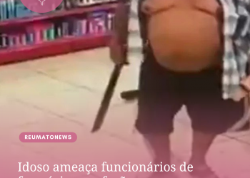 Idoso ameaça funcionários de farmácia com facão