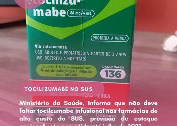 Fornecimento de Tocilizumabe nas farmácias de alto custo: março de 2022