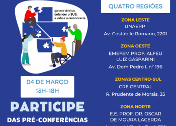 Pré-Conferências Municipais de Saúde de Ribeirão Preto acontecerão simultaneamente em 4 regiões da cidade