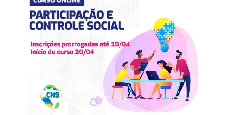 Prorrogado para dia 19/04/2023 o prazo das inscrições para a primeira turma do curso Participação e Controle Social de 2023.