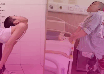 Após cirurgias na coluna, jovem chinês consegue ficar em pé e deitar pela 1ª vez